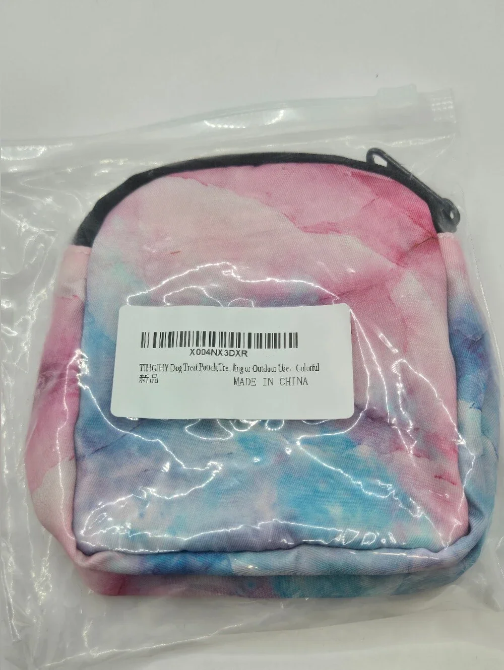 Dog Treat Training Pouch Tie Dye Pink Blue Hands-Free Reward Bag with Clip